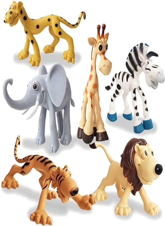CLAPONE Animals Figure,6 Piece Mini Jungle Toys Set Animal Figurines Mini Animals Safari Animals Figures Zoo Animals Toy Toddler Toys Safari Realistic (Multicolor, 6Pc Animal) - Image 1
